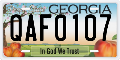 GA license plate QAF0107