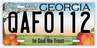 GA license plate QAF0112