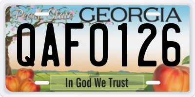 GA license plate QAF0126
