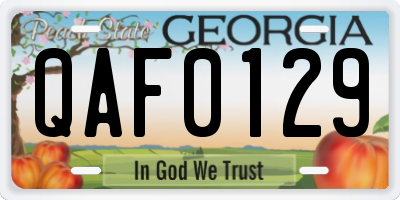 GA license plate QAF0129