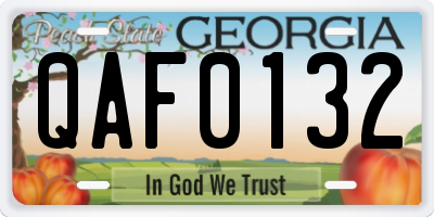 GA license plate QAF0132