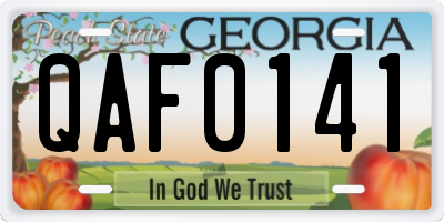 GA license plate QAF0141