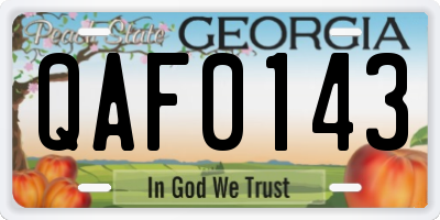 GA license plate QAF0143