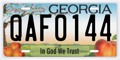 GA license plate QAF0144