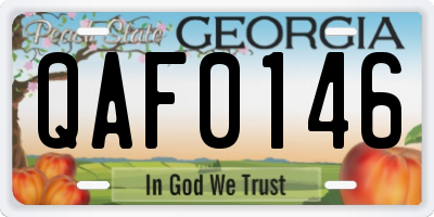 GA license plate QAF0146