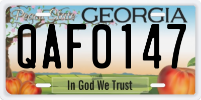 GA license plate QAF0147