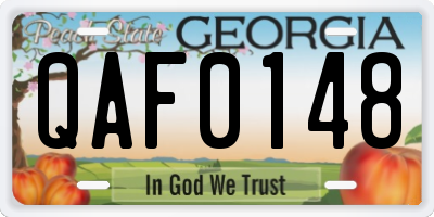 GA license plate QAF0148
