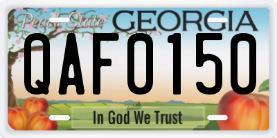 GA license plate QAF0150