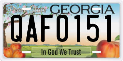 GA license plate QAF0151