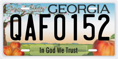GA license plate QAF0152