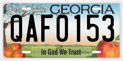 GA license plate QAF0153
