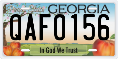 GA license plate QAF0156