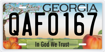 GA license plate QAF0167