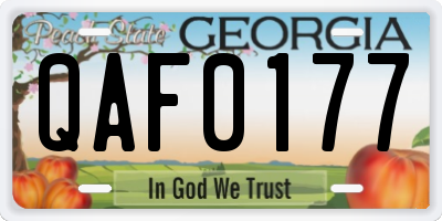 GA license plate QAF0177