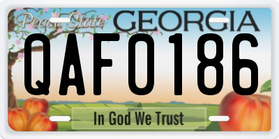 GA license plate QAF0186