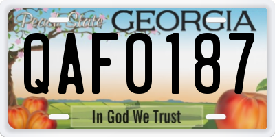 GA license plate QAF0187