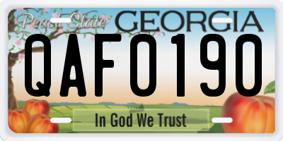 GA license plate QAF0190