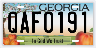 GA license plate QAF0191