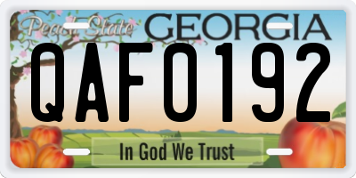 GA license plate QAF0192