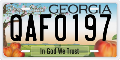 GA license plate QAF0197
