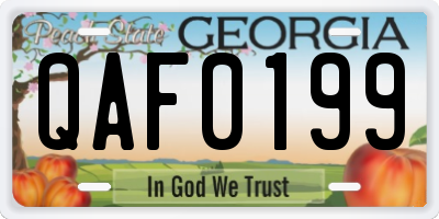 GA license plate QAF0199