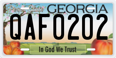GA license plate QAF0202