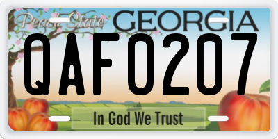 GA license plate QAF0207
