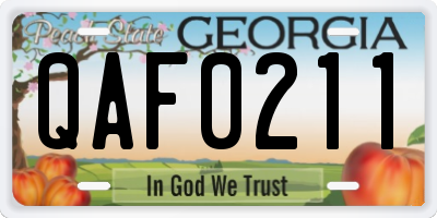 GA license plate QAF0211