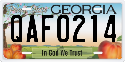 GA license plate QAF0214