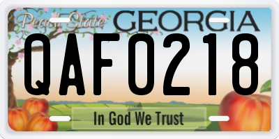 GA license plate QAF0218