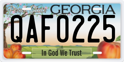 GA license plate QAF0225