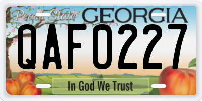 GA license plate QAF0227