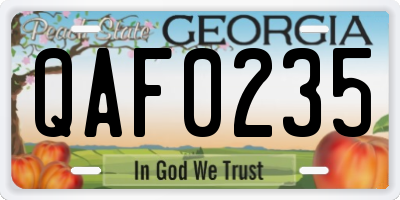 GA license plate QAF0235