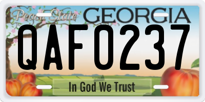 GA license plate QAF0237