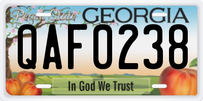 GA license plate QAF0238