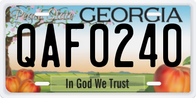 GA license plate QAF0240