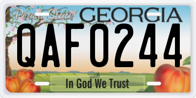 GA license plate QAF0244