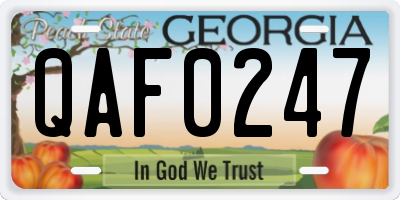 GA license plate QAF0247