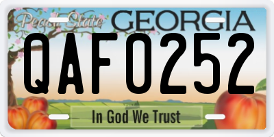 GA license plate QAF0252