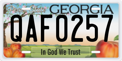 GA license plate QAF0257