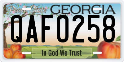 GA license plate QAF0258