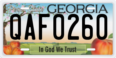 GA license plate QAF0260