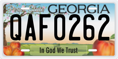 GA license plate QAF0262