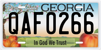 GA license plate QAF0266