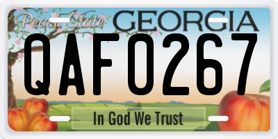 GA license plate QAF0267