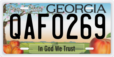 GA license plate QAF0269