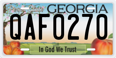 GA license plate QAF0270