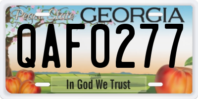 GA license plate QAF0277