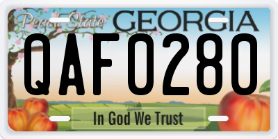 GA license plate QAF0280
