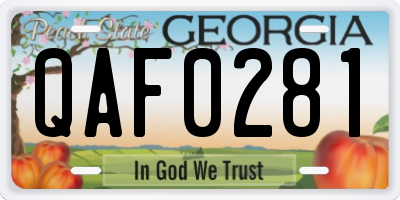 GA license plate QAF0281